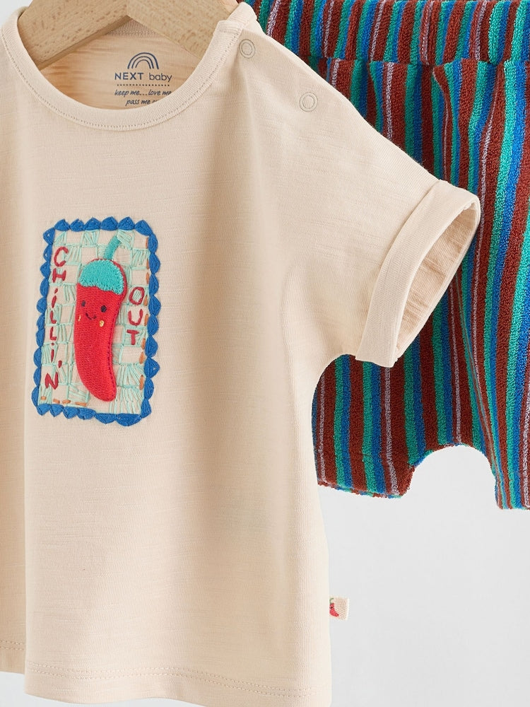 Neutral Chilli Print Top and Shorts Baby Set (0mths-2yrs)