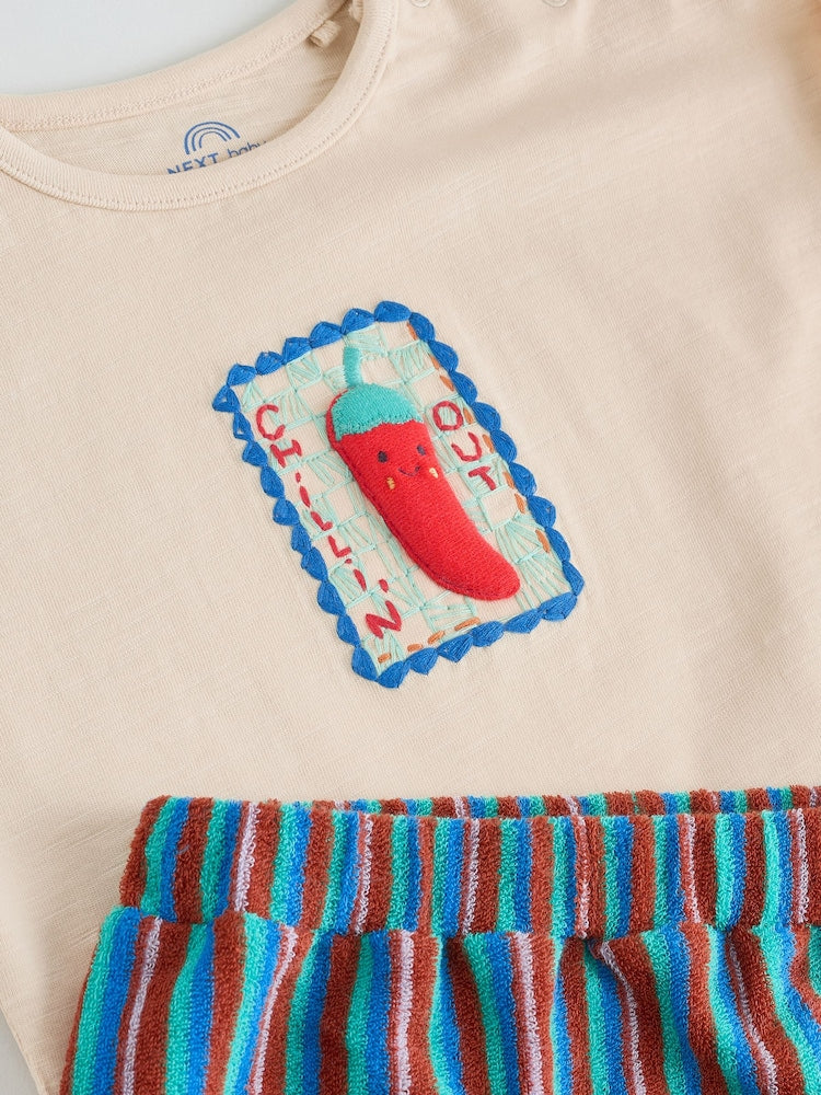 Neutral Chilli Print Top and Shorts Baby Set (0mths-2yrs)