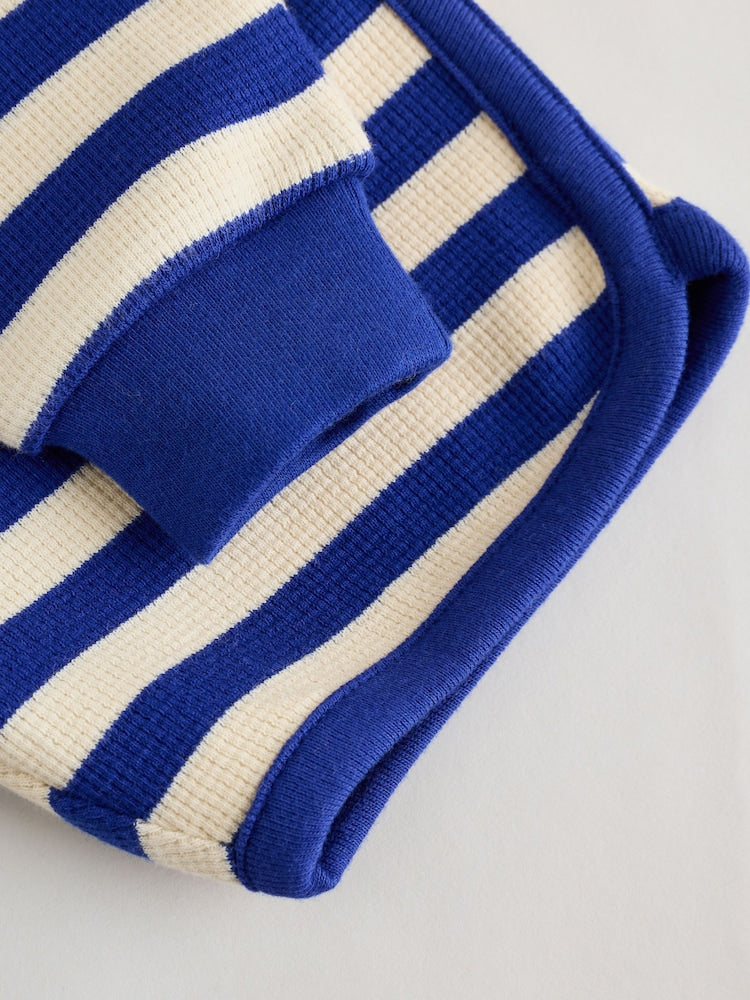 Blue Stripe Long Sleeve Top and Shorts Baby Set (0mths-2yrs)