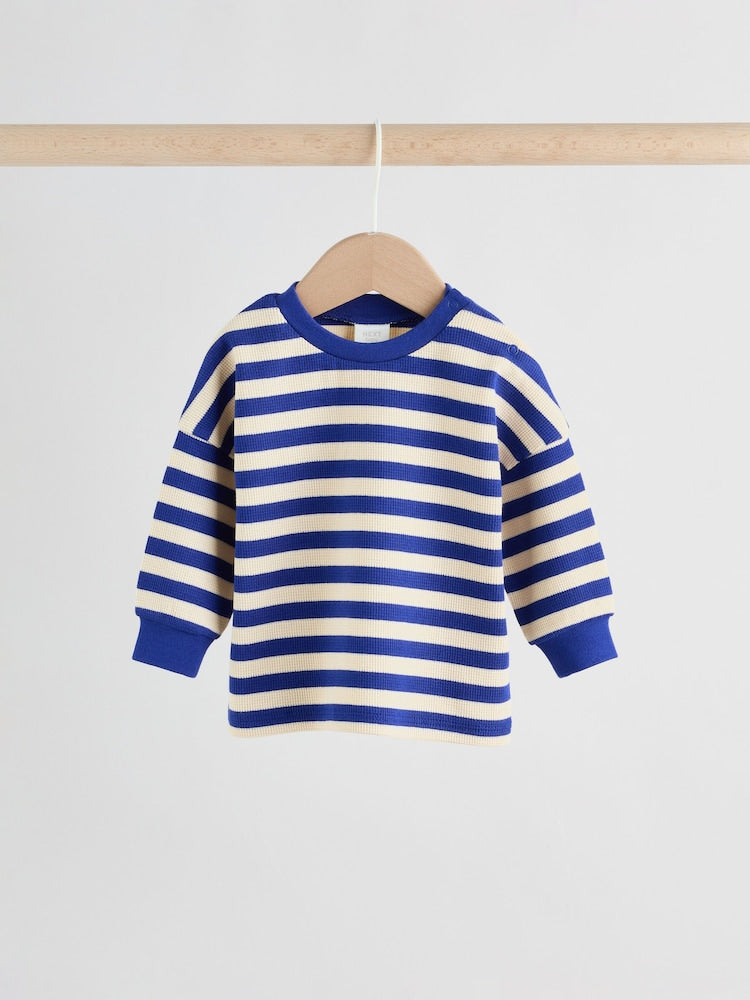 Blue Stripe Long Sleeve Top and Shorts Baby Set (0mths-2yrs)