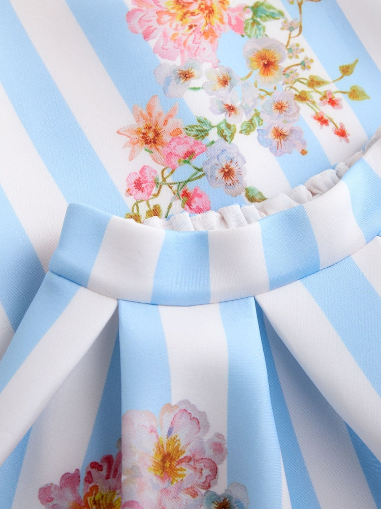 Blue Floral Scuba Top and Skirt Set (3mths-7yrs)