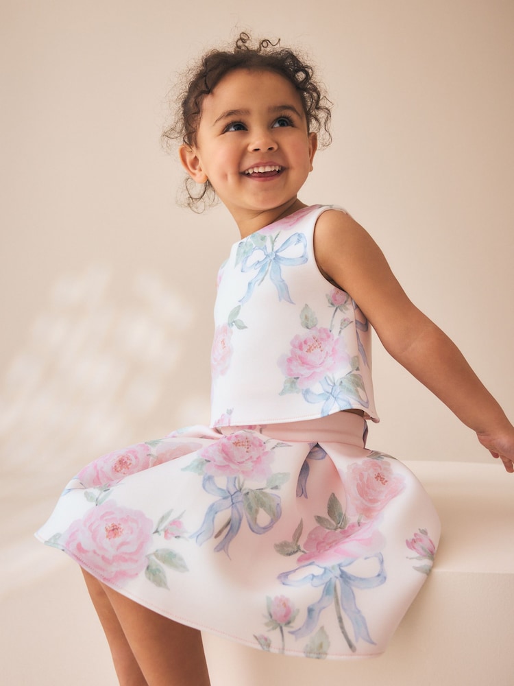 Pink Floral Scuba Top and Skirt Set (3mths-7yrs)
