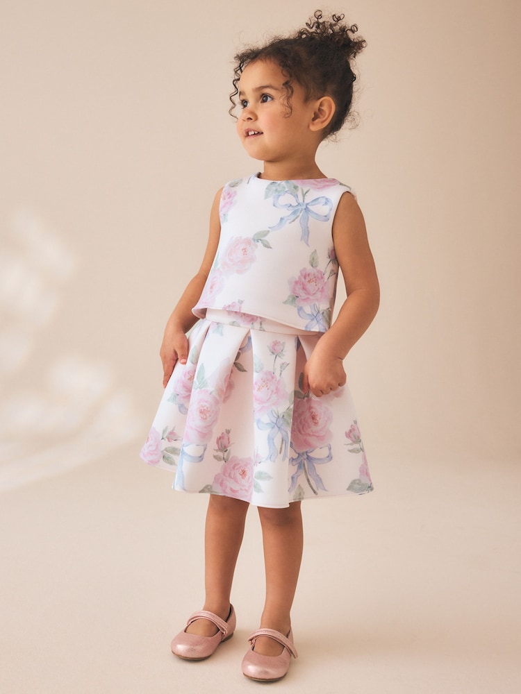 Pink Floral Scuba Top and Skirt Set (3mths-7yrs)