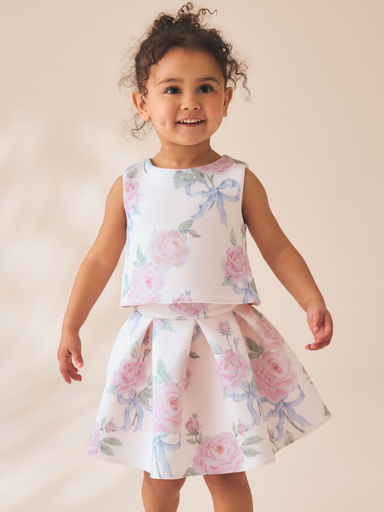 Pink Floral Scuba Top and Skirt Set (3mths-7yrs)