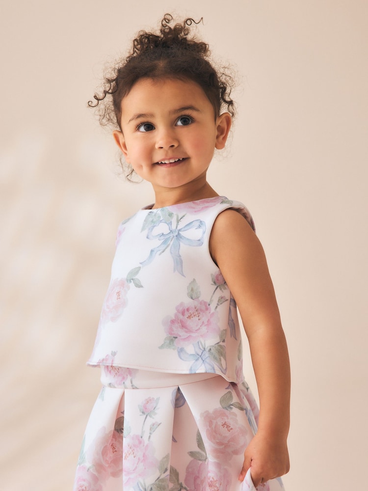 Pink Floral Scuba Top and Skirt Set (3mths-7yrs)