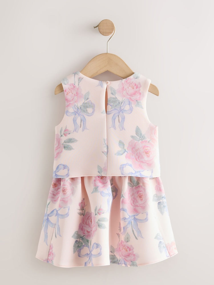 Pink Floral Scuba Top and Skirt Set (3mths-7yrs)