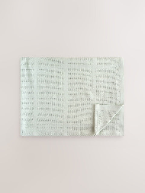2 Pack Sage Green Cotton Baby Cellular Blankets - Size 75x95
