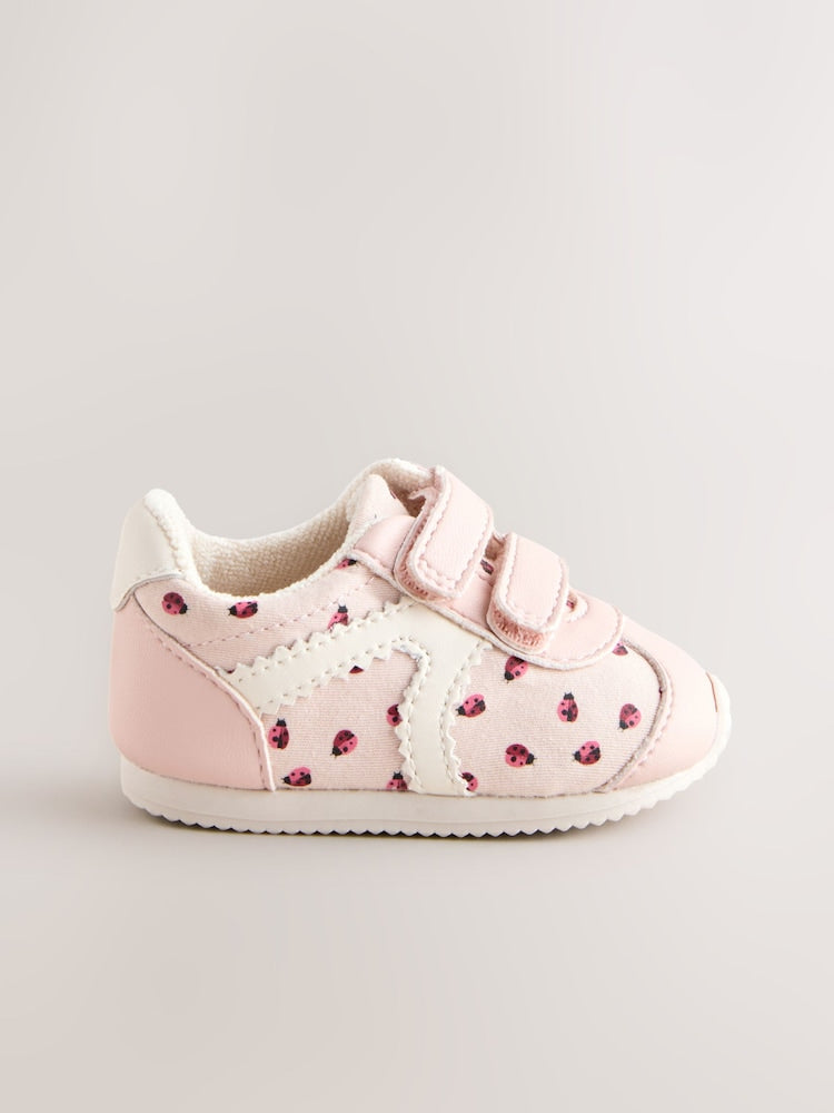 Pink Ladybird Baby Touch Fastening Trainers (0-24mths) - Size Up To 3 Months (50 - 62cm)