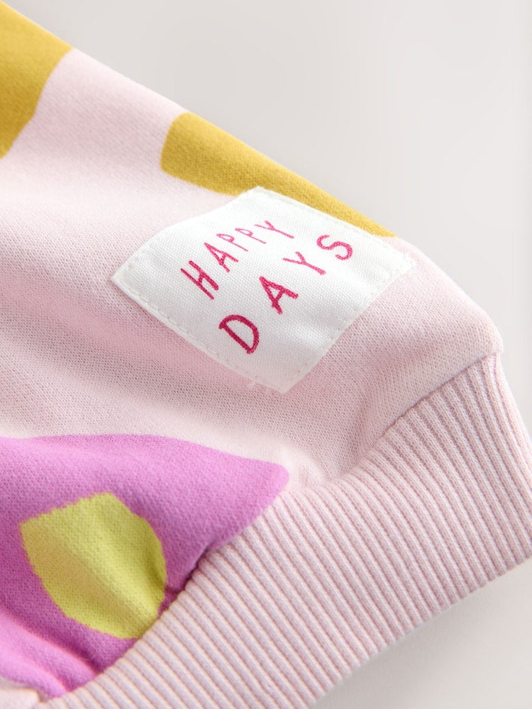 Light Pink Flowers Crew Neck Sweatshirt and Flare Leggings Set (3mths-7yrs)