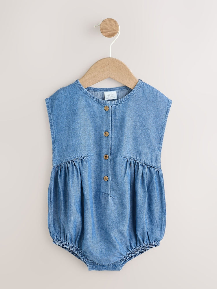 Denim Blue Bloomer Baby Romper (0mths-2yrs)
