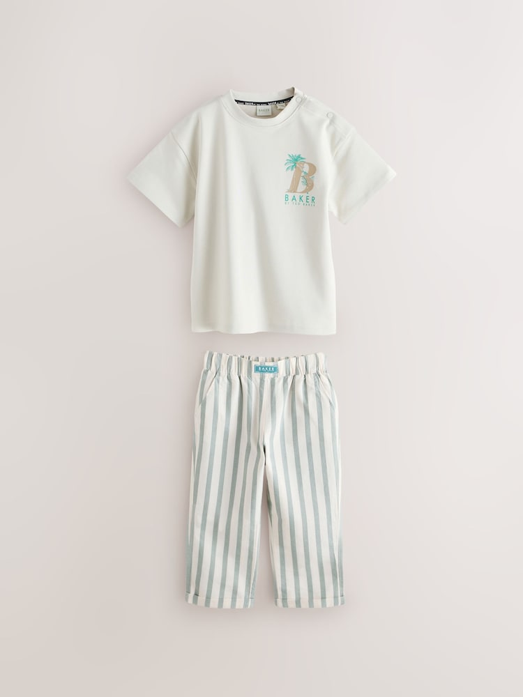 Baker by Ted Baker Stone Graphic T-Shirt and Stripe Trousers Set
