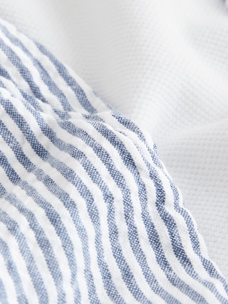 Baker by Ted Baker Grandad Collar White/Blue Shirt and Stripe Shorts Set