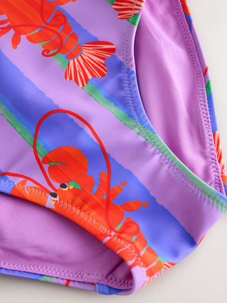 Purple Stripe Lobster Scoop Neck Swimsuit (3mths-16yrs)