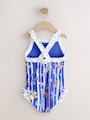 Blue Floral Stripe Ruffle Swimsuit (3-16yrs) - Size 3 Years (98cm)