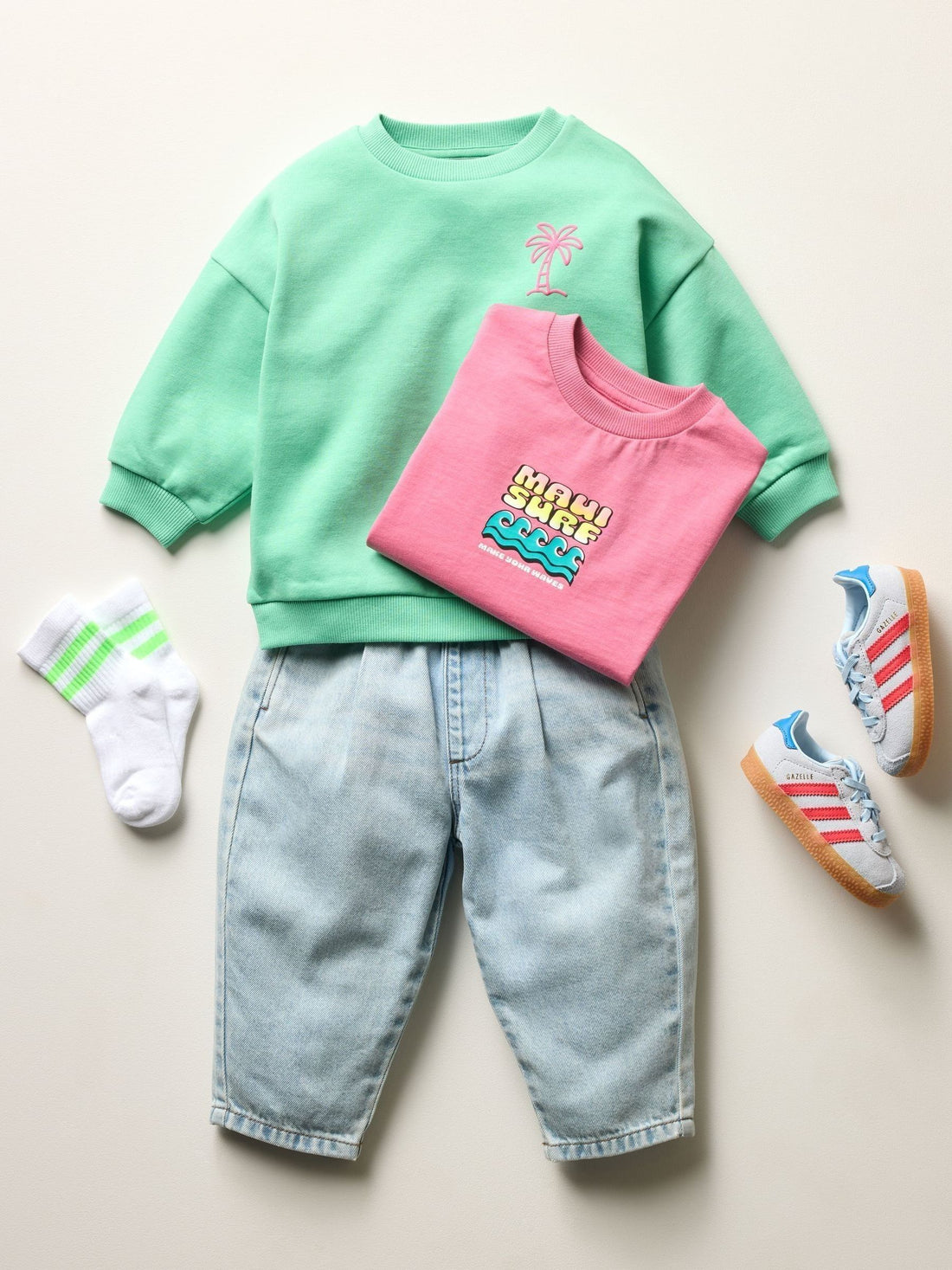 Pink Surfboard Short Sleeve Back Print T-Shirt (3mths-7yrs) - Size 3-6 Months (62-68cm)