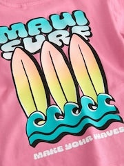Pink Surfboard Short Sleeve Back Print T-Shirt (3mths-7yrs) - Size 3-6 Months (62-68cm)