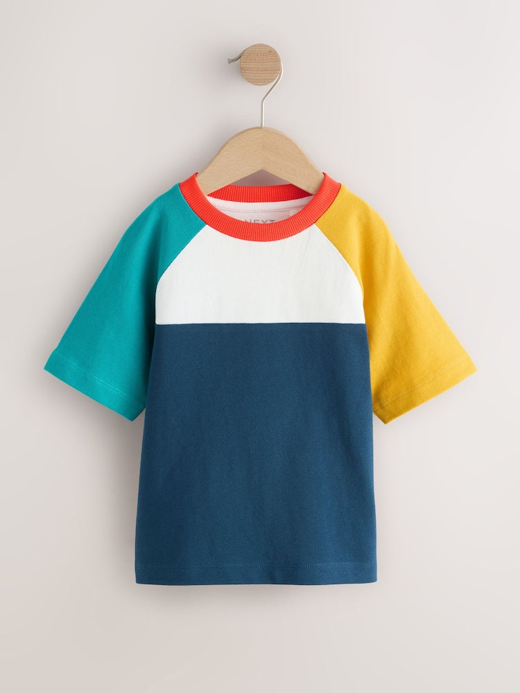 Navy/Blue/Yellow Short Sleeve Colourblock T-Shirt (3mths-7yrs) (3mths-7yrs)