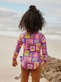 Purple/Orange Tropical Sunsafe Long Sleeve Swimsuit (3mths-7yrs) - Size 3-6 Months (62-68cm)