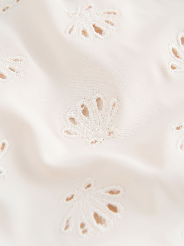 White Embriodered Puff Sleeve Swimsuit (3mths-7yrs) - Size 3-6 Months (62-68cm)