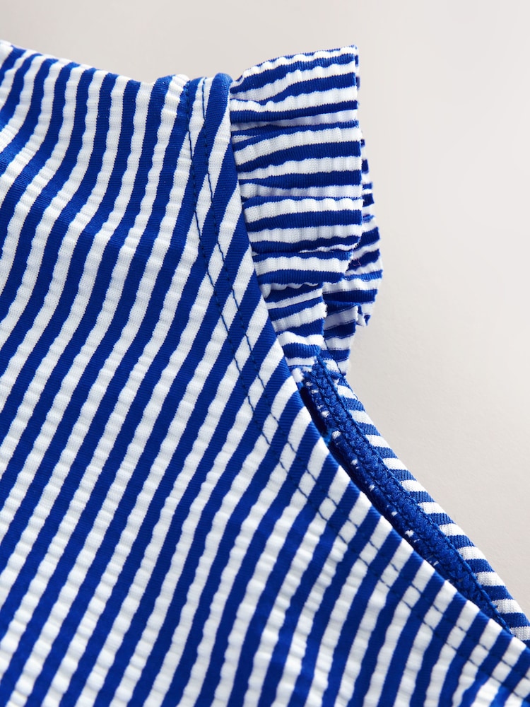 Navy Blue Cherry Stripe Puff Sleeve Swimsuit (3mths-7yrs)