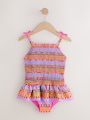 Purple/Orange Embroidered Shirred Swimsuit (3mths-10yrs) - Size 3-6 Months (62-68cm)