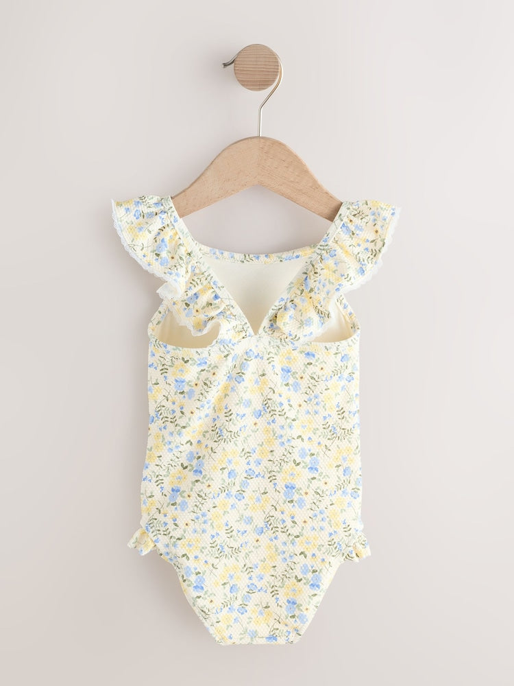 Yellow Ditsy Floral Frill Swimsuit (3mths-7yrs) - Size 3-6 Months (62-68cm)