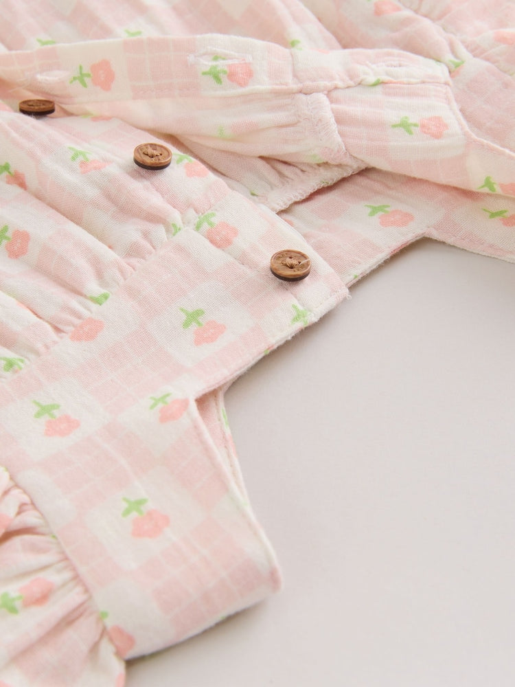 Ecru Pink Floral Woven Baby Top and Shorts Set 2 Piece (0mths-2yrs)