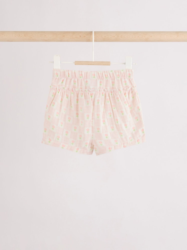 Ecru Pink Floral Woven Baby Top and Shorts Set 2 Piece (0mths-2yrs)