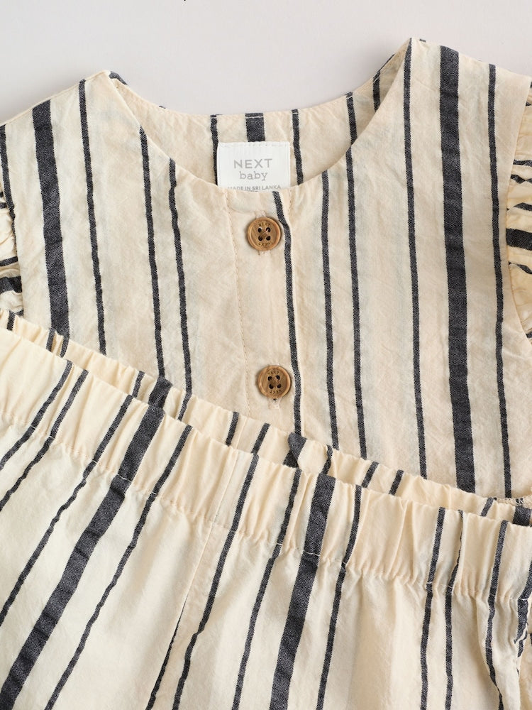 Black/White Stripe Baby Woven Top and Trousers Set 2 Piece (0mths-2yrs)