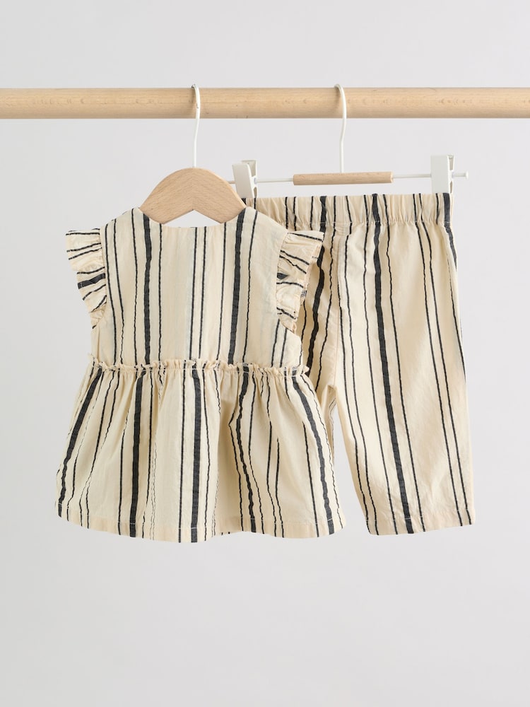 Black/White Stripe Baby Woven Top and Trousers Set 2 Piece (0mths-2yrs)