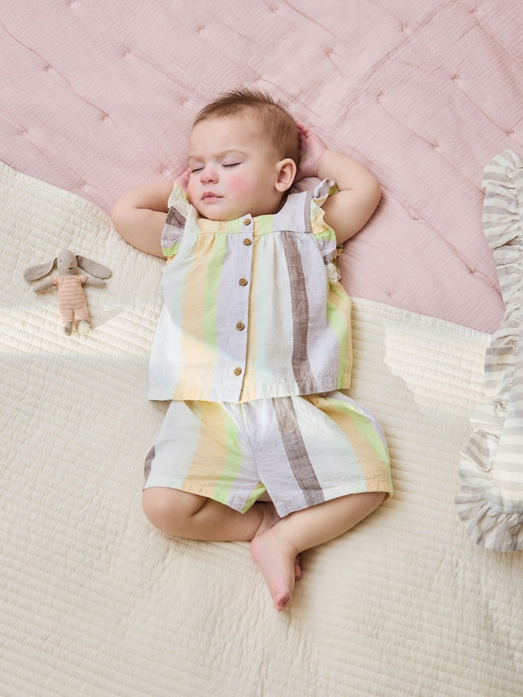 Multi Stripe Woven Baby Top and Shorts Set 2 Piece (0mths-2yrs)