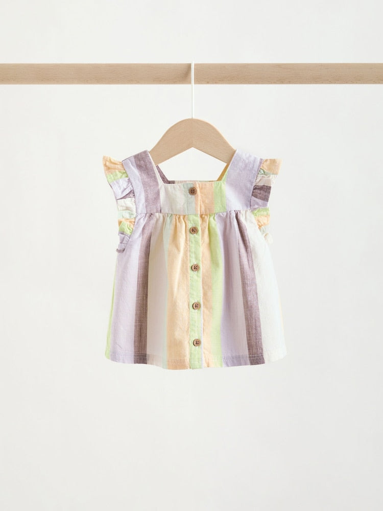 Multi Stripe Woven Baby Top and Shorts Set 2 Piece (0mths-2yrs)