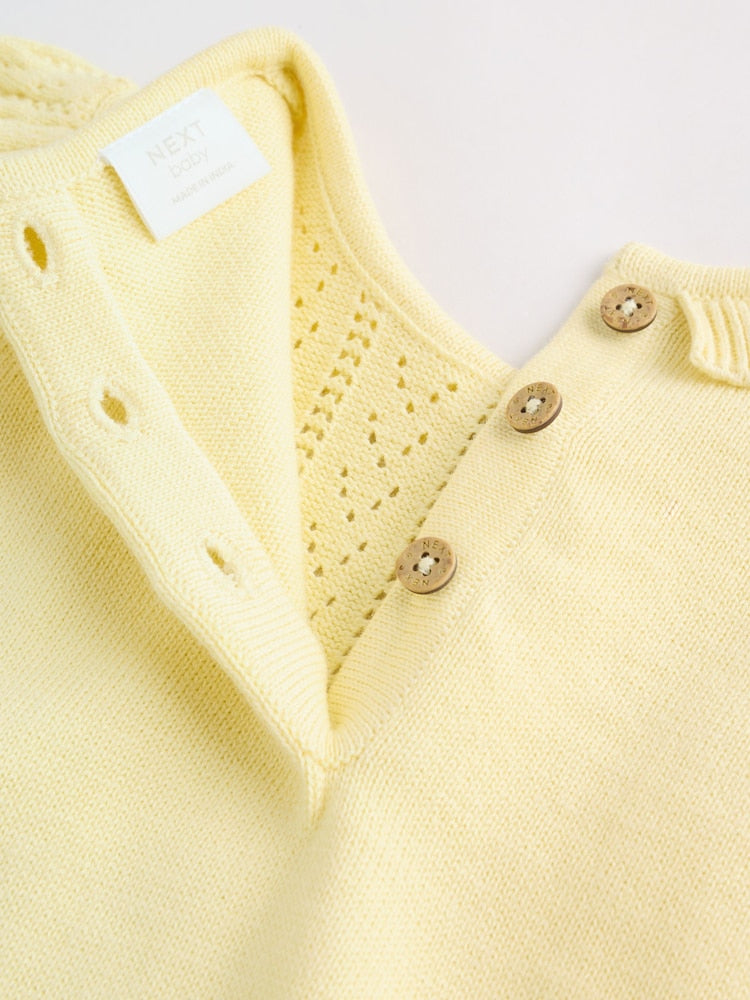 Yellow Baby Knitted Top and Shorts Set 2 Piece (0mths-2yrs)