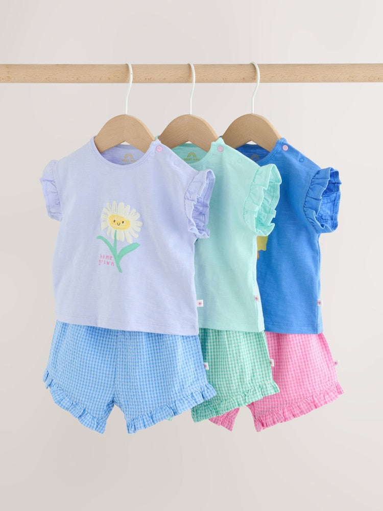 Multi Character Short Sleeve Top and Shorts Baby Set 6 Piece (0mths-2yrs) - Size Up to 1 Month (56cm) - Multi Character