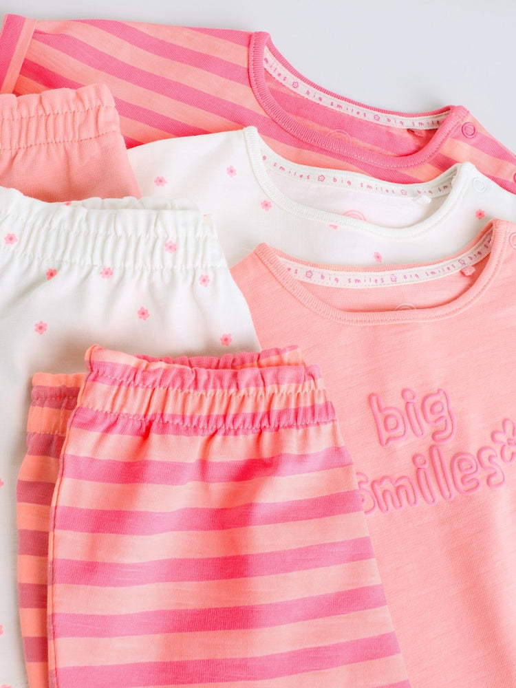Pink Slogan Short Sleeve Top and Shorts Baby Set 6 Piece (0mths-2yrs) - Size Up to 1 Month (56cm)