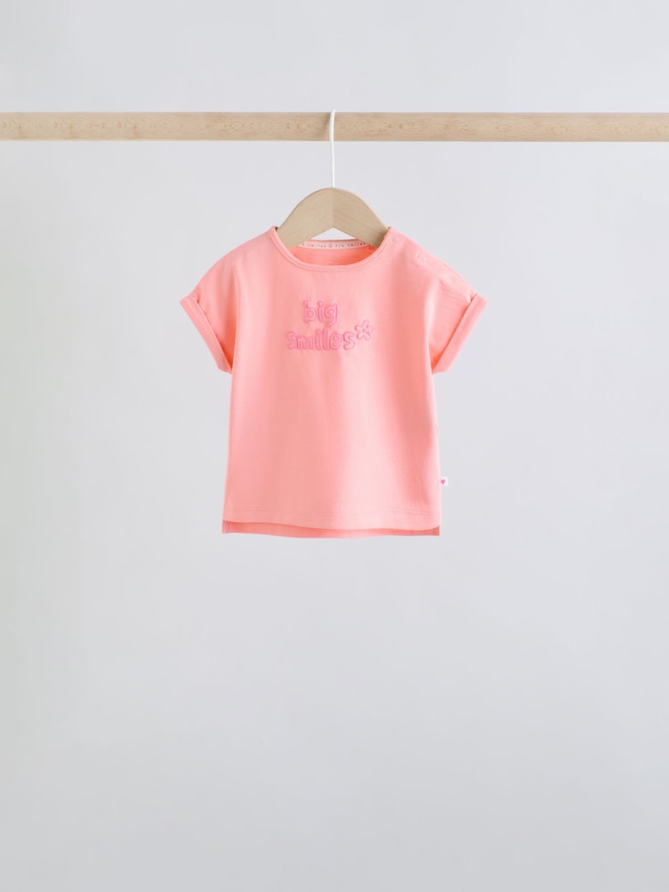Pink Slogan Short Sleeve Top and Shorts Baby Set 6 Piece (0mths-2yrs) - Size Up to 1 Month (56cm)