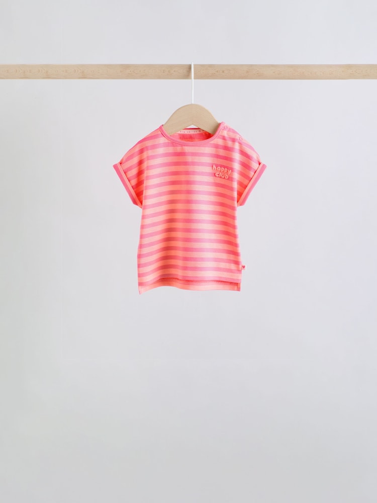 Pink Slogan Short Sleeve Top and Shorts Baby Set 6 Piece (0mths-2yrs) - Size Up to 1 Month (56cm)