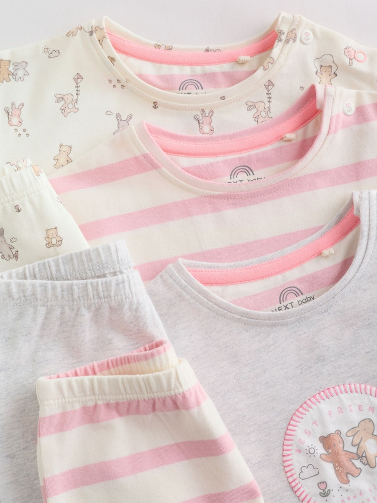 Grey and Pink Short Sleeve Top and Leggings Baby Set 6 Piece (0mths-3yrs)