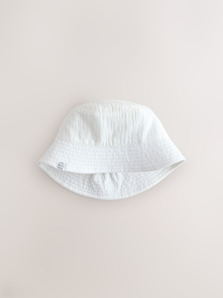 Grey and White Crinkle Baby Bucket Hats 2 Pack