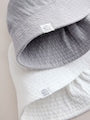 Grey and White Crinkle Baby Bucket Hats 2 Pack