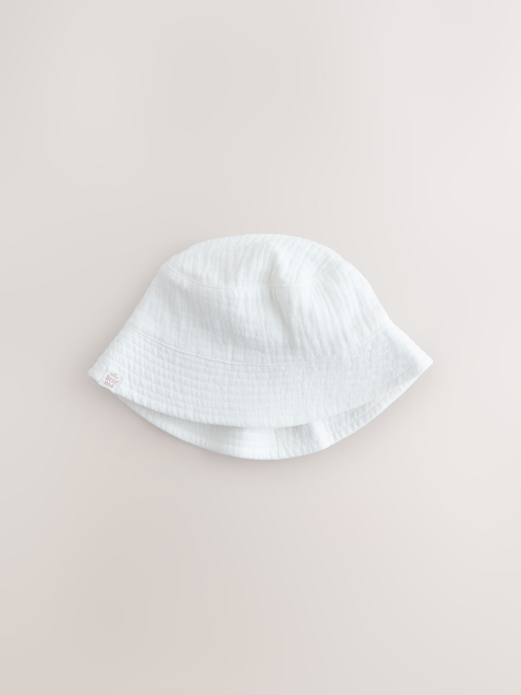 Neutral Crinkle Baby Bucket Hats 2 Pack - Size 50cm (First Size)