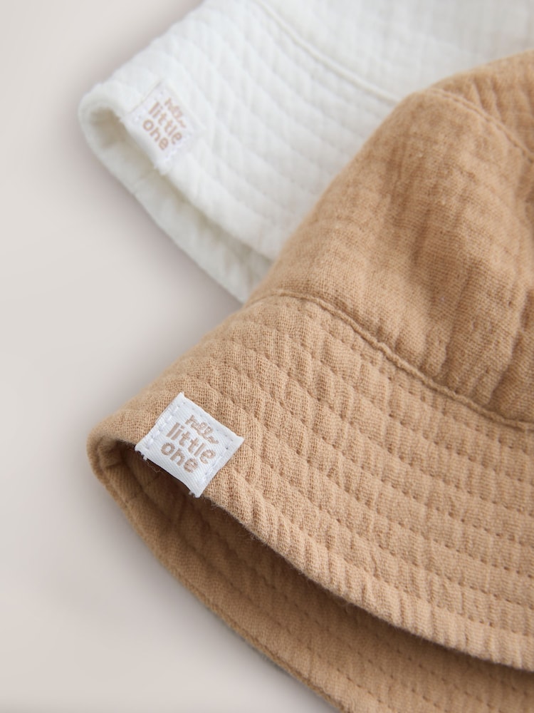 Neutral Crinkle Baby Bucket Hats 2 Pack