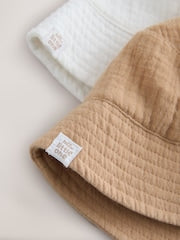 Neutral Crinkle Baby Bucket Hats 2 Pack - Size 50cm (First Size)