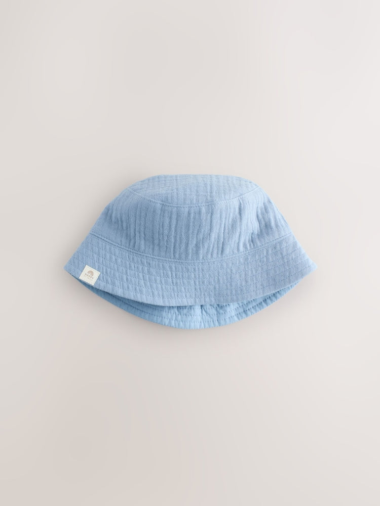 Blue and Beige Baby Bucket Hats 2 Pack - Size 50cm (First Size)