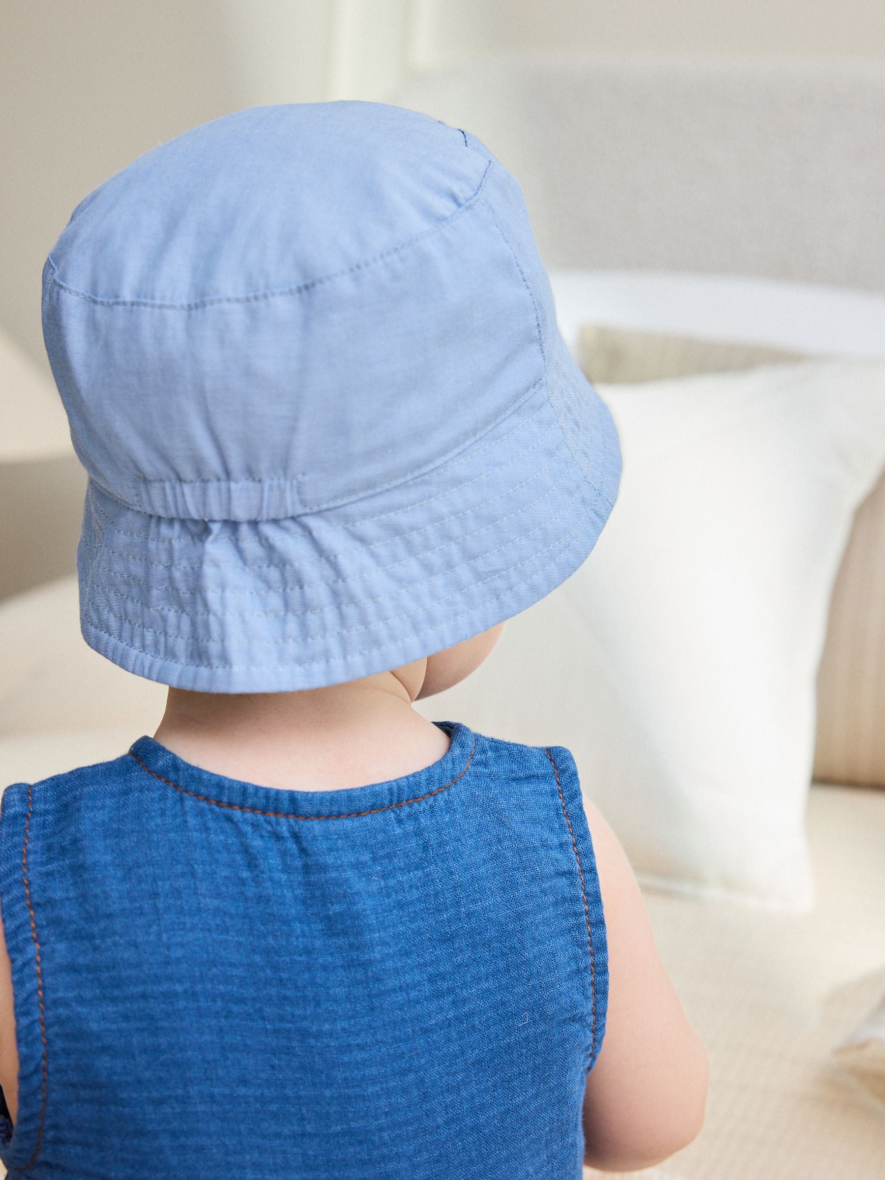 Green Stripe / Dog embroidery Baby Bucket Hats 2 Pack - Size 50cm (First Size)