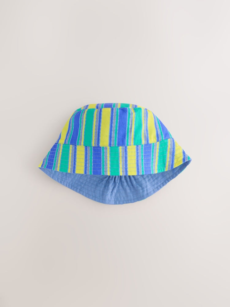 Green Stripe / Dog embroidery Baby Bucket Hats 2 Pack