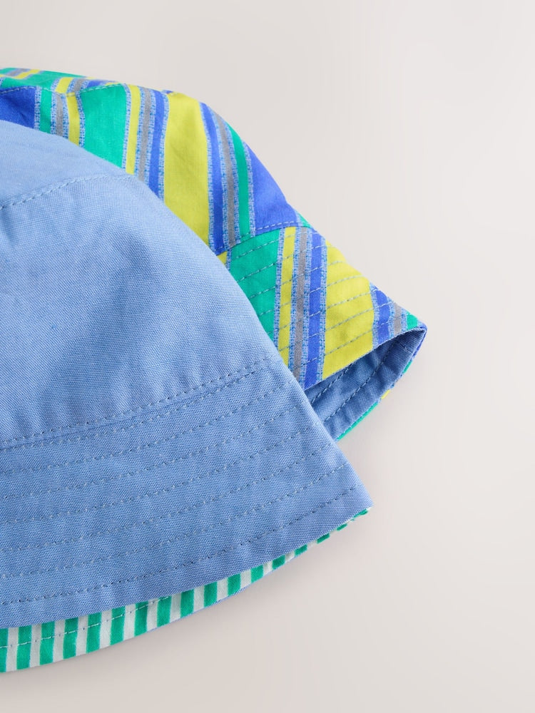 Green Stripe / Dog embroidery Baby Bucket Hats 2 Pack
