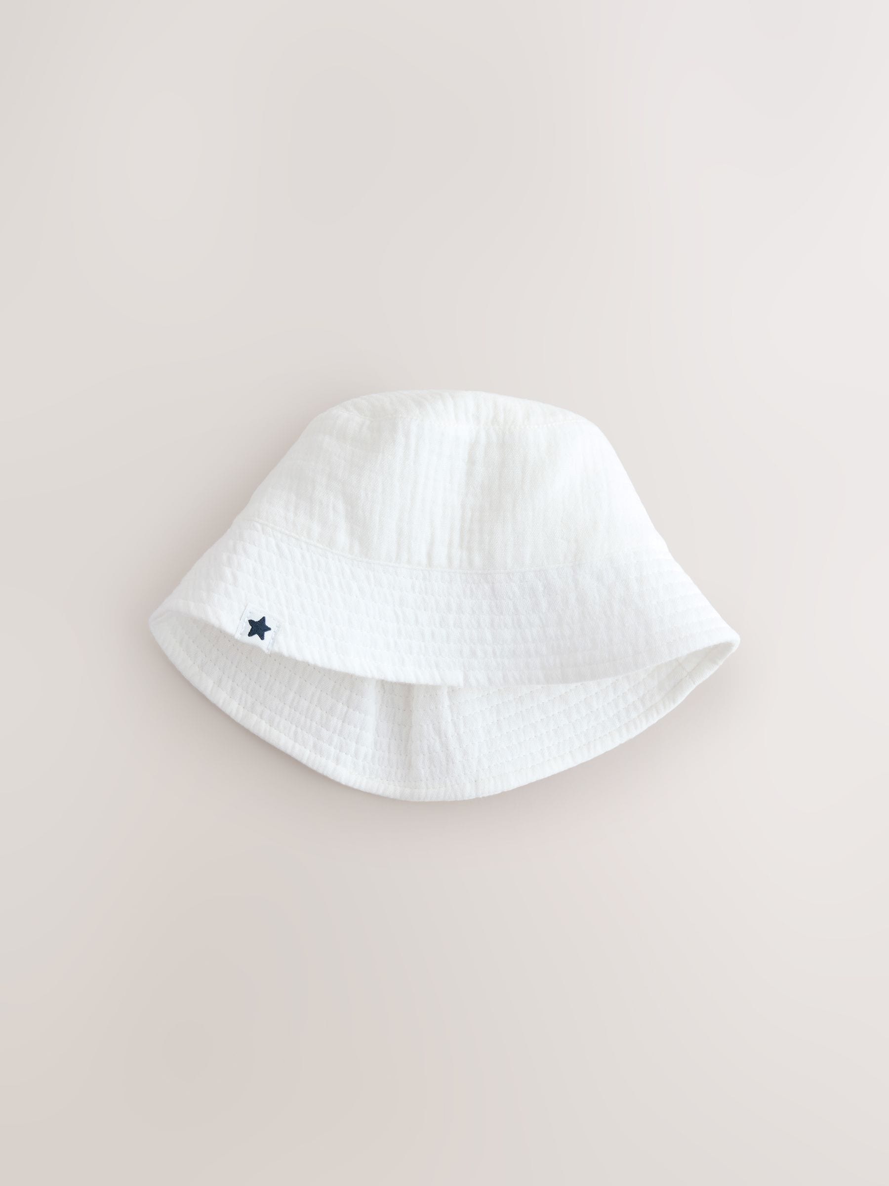 White and Blue Woven Baby Bucket Hats 2 Pack - Size 50cm (First Size)