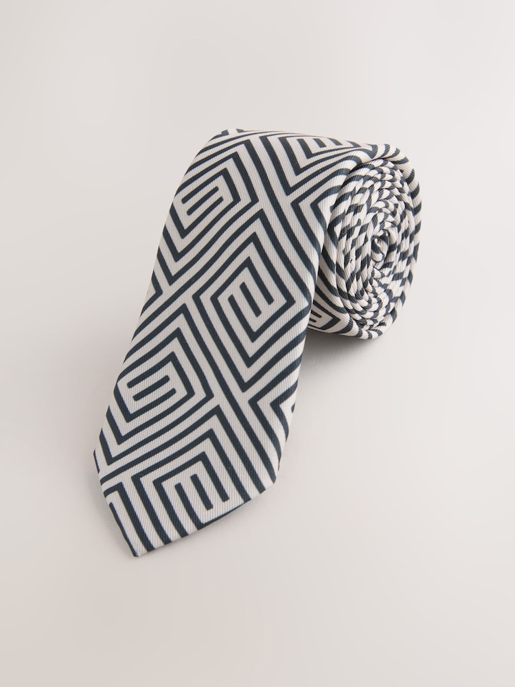 Neutral/Black Geometric Tie (3-16yrs)