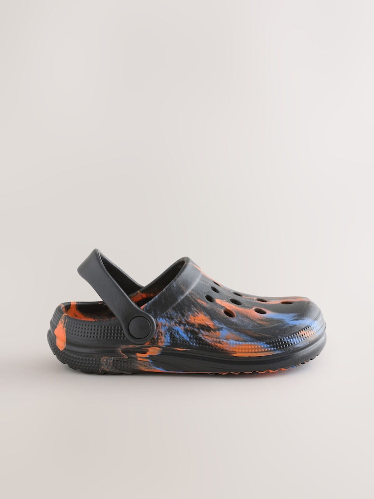 Orange/Black Marble Clogs
